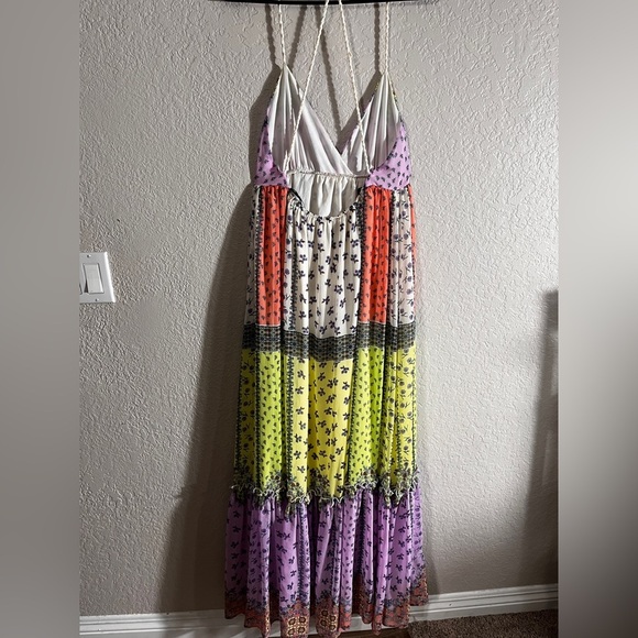 NWT Gorgeous Forever 21 Rope Straps Open Back Boho Maxi Ruffle Layered Small - Picture 6 of 11